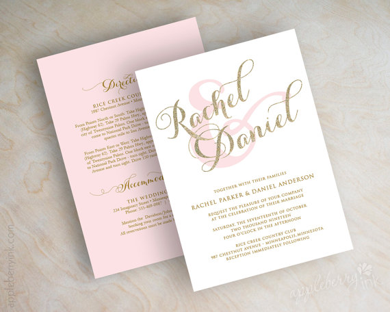 زفاف - Gold glitter sparkle wedding invitation, pink and gold wedding invitations, typography, script names, cursive wedding invitation, Sparkle