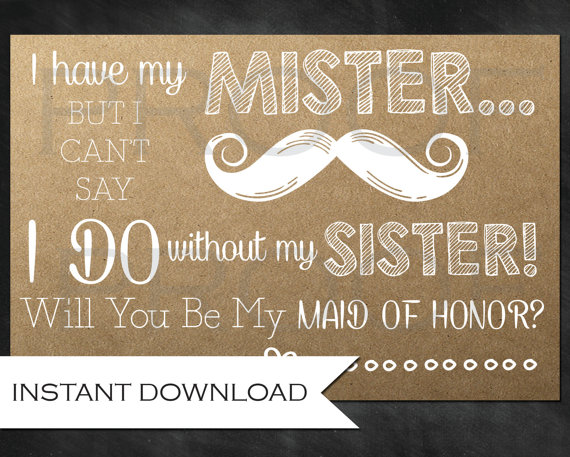 Свадьба - Rustic, Bridesmaid Ask for the Sister- Will You Be My Maid of Honor? Instant Download-Customization NOT Included