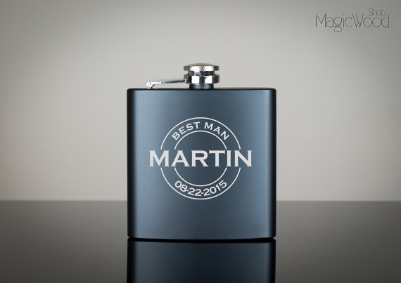 Mariage - Personalized Flask, Groomsmen Gift, Groomsman Flask, Best Man Flask, Engraved Stainless Steel Flask, Mustache Flask, Custom Flask, Monogram