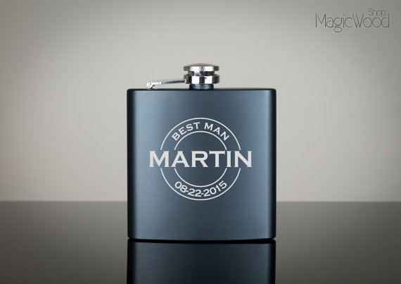 Hochzeit - Personalized Flask, Groomsmen Gift, Groomsman Flask, Best Man Flask, Engraved Stainless Steel Flask, Mustache Flask, Custom Flask, Monogram