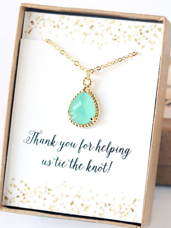 Hochzeit - Mint Bridesmaid Jewelry Bridesmaid Gift Jewelry Mint Opal Necklace Bridal Accessories Gift Wedding Party Gift Limonbijoux
