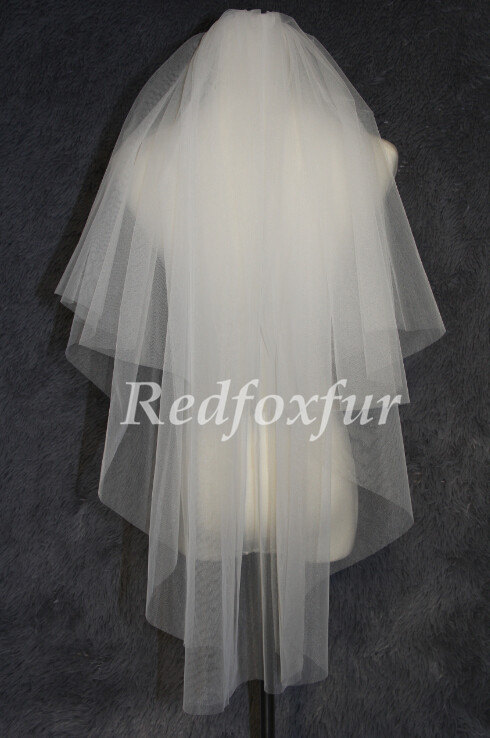زفاف - White Ivory Bridal Veil, cutting edge veil, veil comb, 2T wedding veil, bridal veil, wedding headpiece