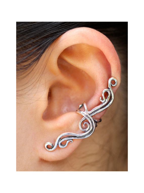Свадьба - Silver Ear Cuff - Swirl Ear Cuff - Swirl Earrings - French Twist Ear Cuff - Wave Ear Cuff - Non-Pierced Earring - Wedding Jewelry