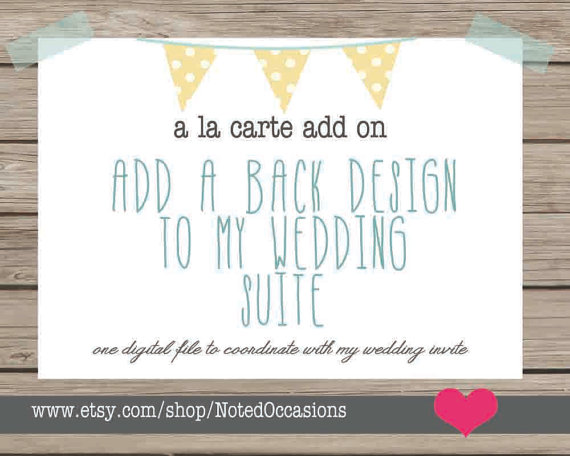 Wedding - Add On A Wedding Invitation Backing that matches the Front Background - NO TEXT ADDED Only Wood/ Burlap or Color