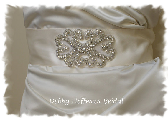زفاف - Vintage Inspired Silver Beaded Rhinestone Crystal Bridal Belt, Jeweled Wedding Sash, Belt, No. 2011S, Wedding Accessories, Belts, Sashes