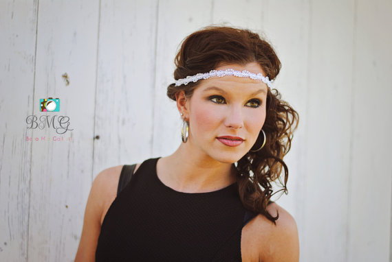 Hochzeit - White Wedding Pearl Crown Embellished Gatsby Headpiece Accessories Bridal Hair Accessory Rhinestone Headband