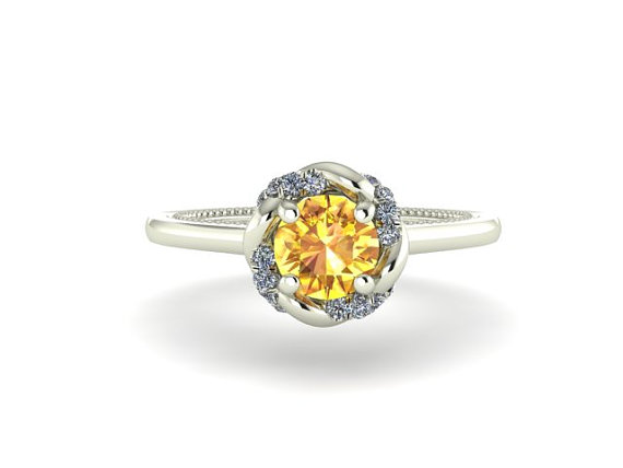 Mariage - Natural Yellow Sapphire & Diamonds Wedding and Engagement ring, Venetian Collection by Bridal rings