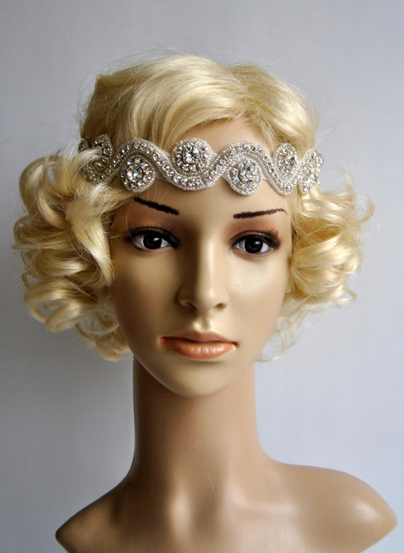 Mariage - Rhinestone Headband, Wedding Headband, Crystal Headband, Wedding Headpiece, Halo Bridal Headpiece, 1920s Flapper headband