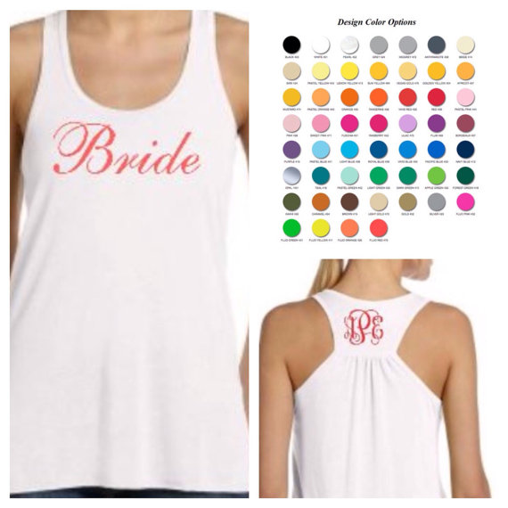 Свадьба - Set of 5 Bride & Bridesmaids Tank Tops - Wedding Day - Bachelorette Party - Bridal Party Shirts