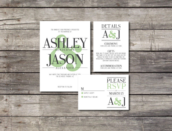 Hochzeit - Wedding Invitation Set - Printable - Ampersand - Customizable