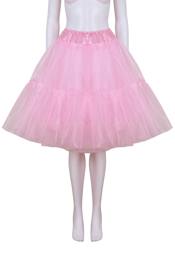 Hochzeit - Gorgeous Pink 24 inch 2 tier 2 layer Satin & Organza petticoat. Bridal Retro Vintage Rockabilly 50's style