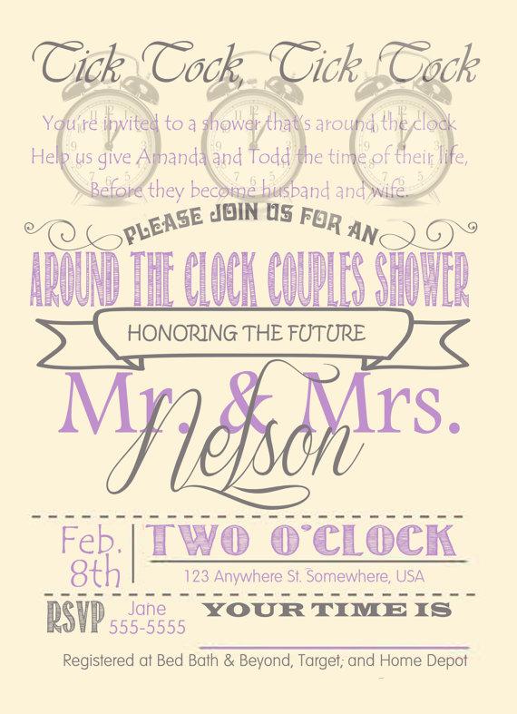 Wedding - Around the Clock Couples Wedding Shower Invite