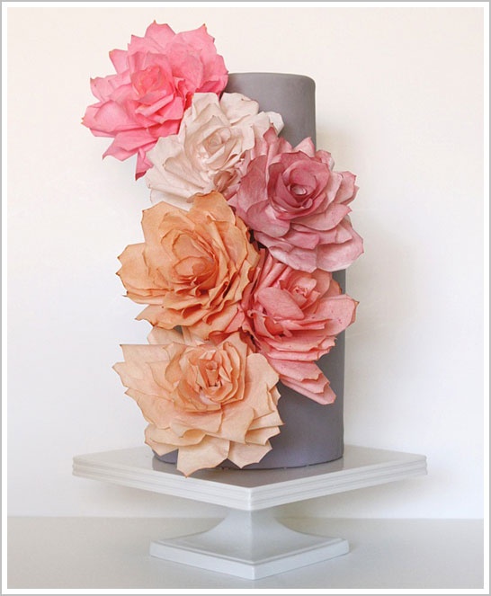 زفاف - DIY: Paper Rose Cake