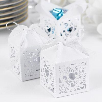Hochzeit - White Shimmer Decorative Favor Box Kit (Pack Of 25)