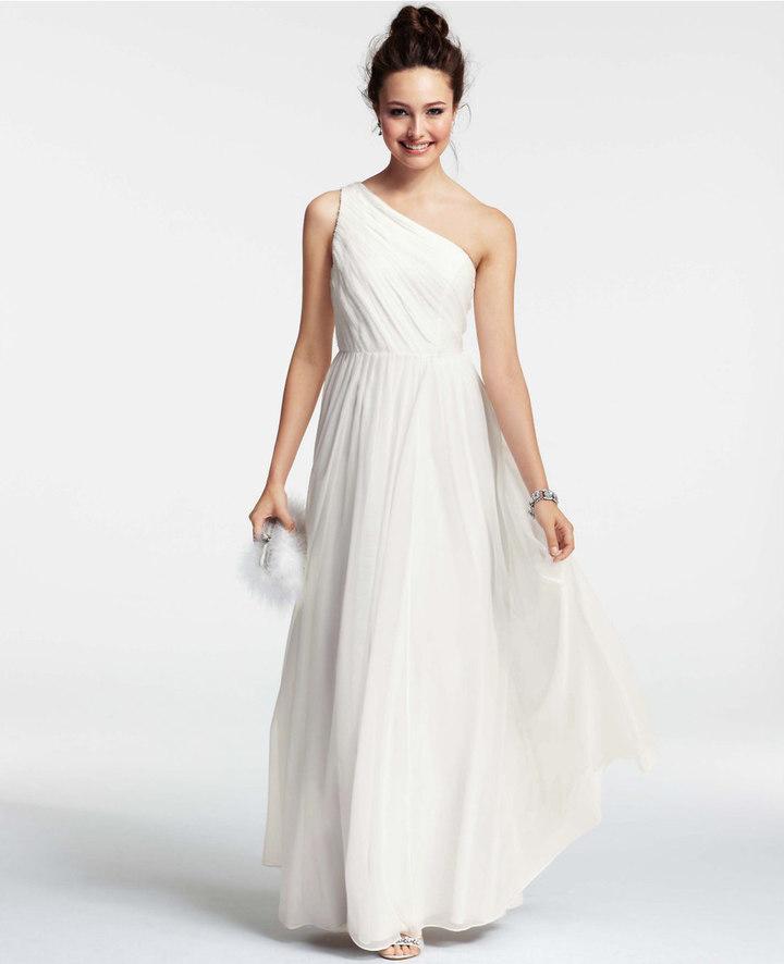 one shoulder silk gown
