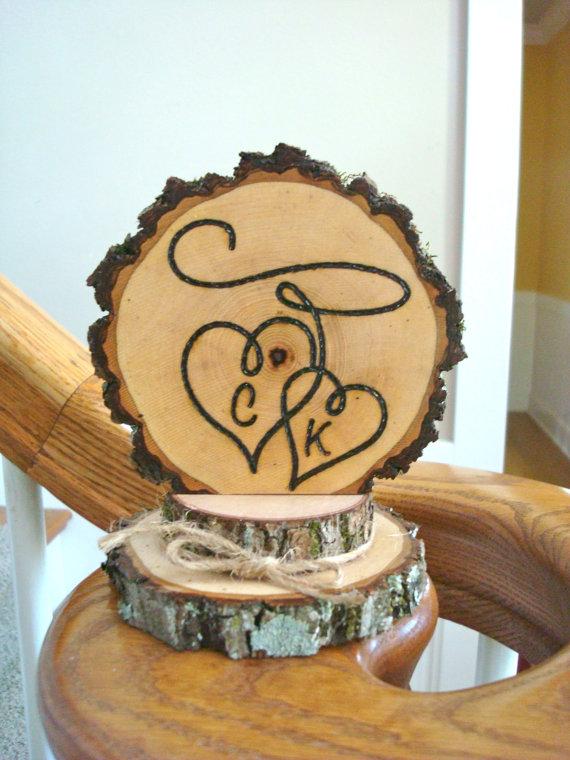 Hochzeit - Wedding Cake Topper Rustic Western Heart Lasso Personalized Wood Burned Country
