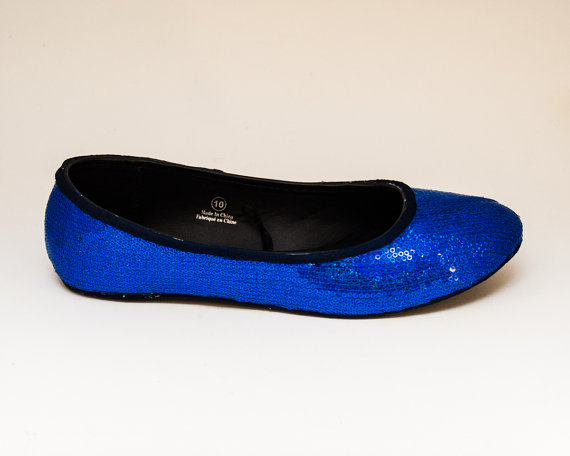 زفاف - Sequin Brilliant Sapphire Custom Ballet Flats Slippers Shoes