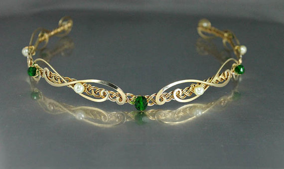 Wedding - Gold Bridal Headband Celtic Bridal Headpiece Celtic Jewelry Wedding Headband Bridal Circlet Wedding Hair Accessories Kimberly Headband