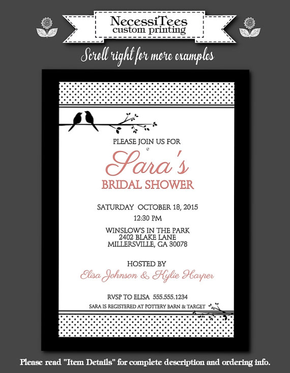 Mariage - Love Birds Party Invitations, Invite with Envelope, Bridal Shower, Engagement Party, Lingerie Shower, Bachelorette Party