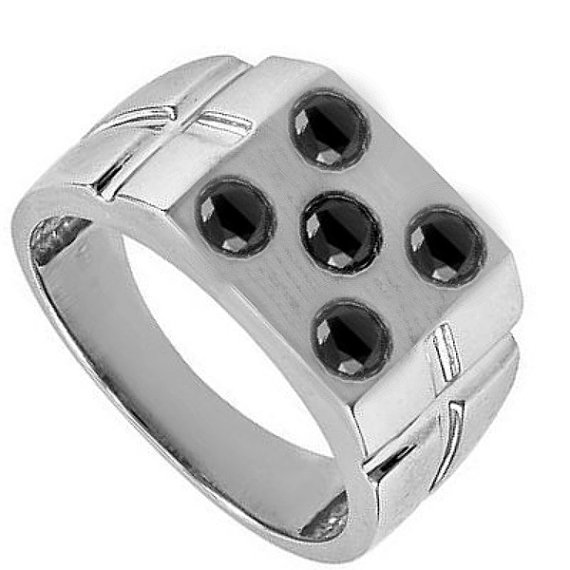 Wedding - Gamblers Gift, Cool Mens Gifts, Black Diamond Ring, Wedding Ring, Engagement Ring, Dice Ring, 0.50Ct. 14mm,  Anniversary Ring, Mens Rings