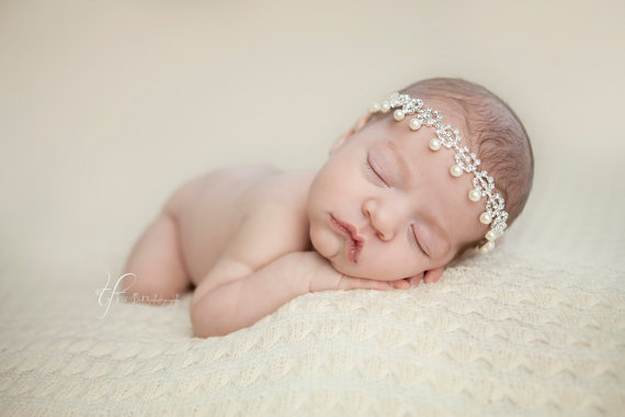 زفاف - Crystal Jewel Luxe Headband -  Maeve - Girls Newborn Infant Child Toddler Teen Adult