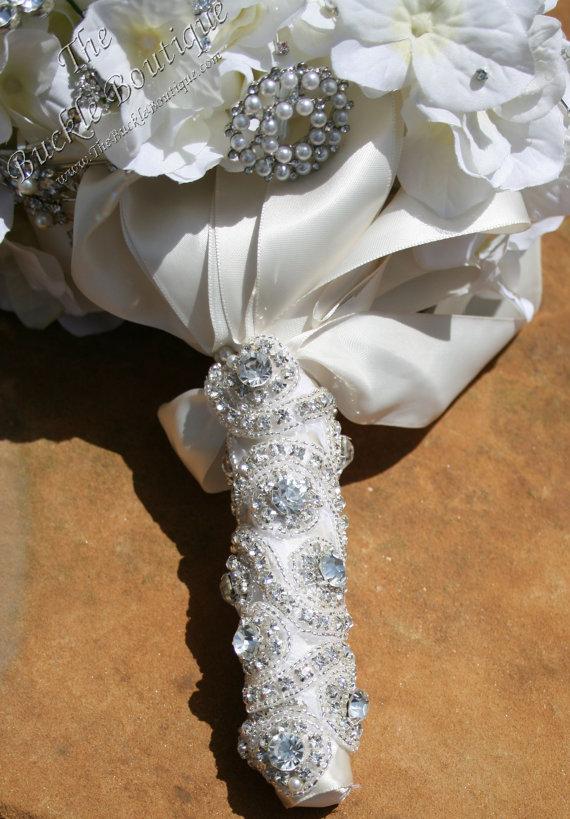Wedding - Beaded w/ Rhinestones Bridal Bouquet Bling Jeweled Stem Wrap ~Comes w/ instructions, ribbon and pins ~ fast ship from Houston USA designer