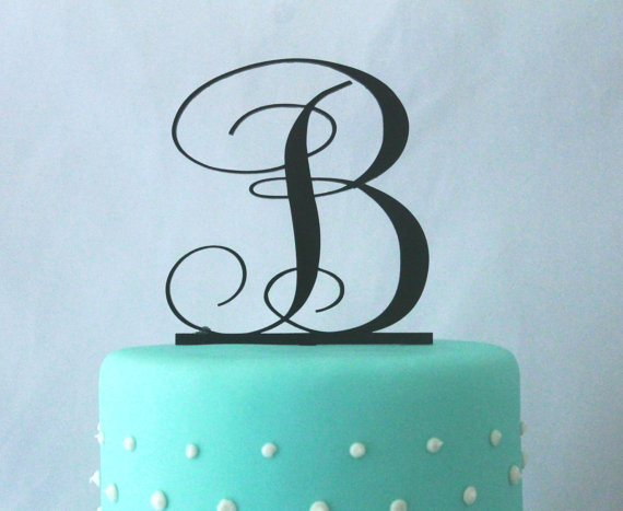 Hochzeit - 3" 4" 5" 6" or 7" Monogram Wedding Cake Topper in ANY LETTER - A B C D E F G H I J K L M N O P Q R S T U V W X Y Z