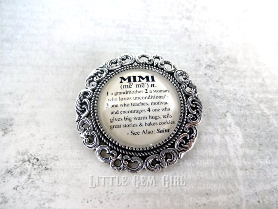 زفاف - Mimi Charm - Silver Mimi Brooch - Mimi Dictionary Definition Charm - 2 Styles - Glass Dome Brooch Pin - Mothers Day Wedding Bride Jewelry