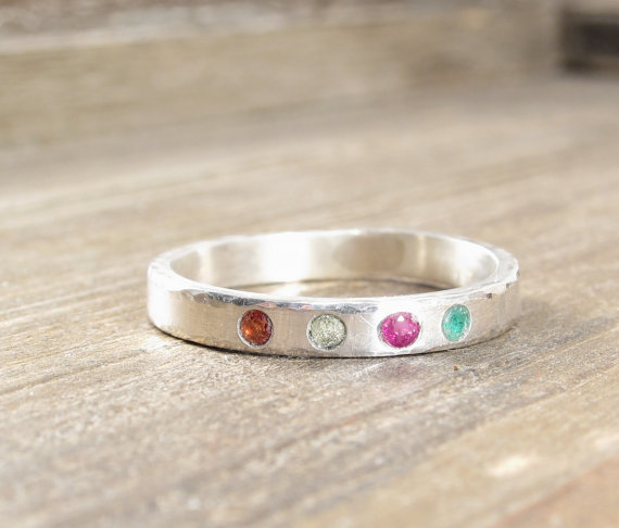 Hochzeit - Jewelry - Gemstone Jewelry - Personalized Jewelry - Sterling Silver Birthstone Ring -  Wedding Jewelry  Custom Jewelry -  Mother Ring