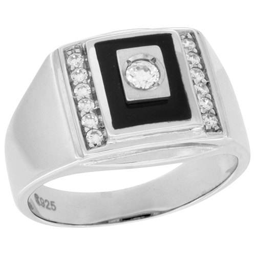 Свадьба - Gift For Boyfriend, Onyx Silver Ring, Mens Ring, Wedding Ring, Wedding Jewelry, Gift For Him, Silver Ring, Rectangular Black Onyx  CZ Stones