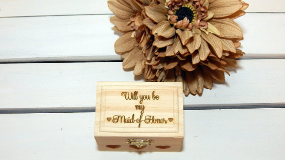 Hochzeit - Personalized Favor Box for Bridesmaids or Ring Bearer Box,BridesMaid Gift, Personalized Ring Box, Personalized Gift, Christmas Gift