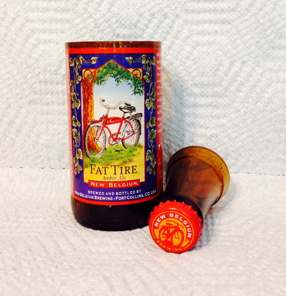 Mariage - Fat Tire Beer Bottle Shot Glass Chaser Set. Recycled Glass Bottle. Man Cave. Groomsmen Gift.