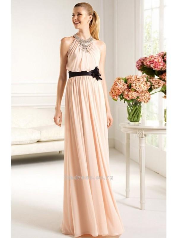زفاف - Elegant Column Scoop Chiffon and Beading Bridesmaid DressSKU: PD00004C