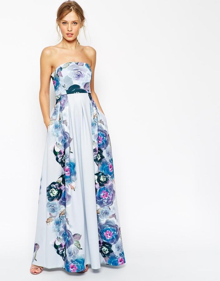 زفاف - ASOS COLLECTION ASOS Crop Top Placed Scuba Maxi Dress