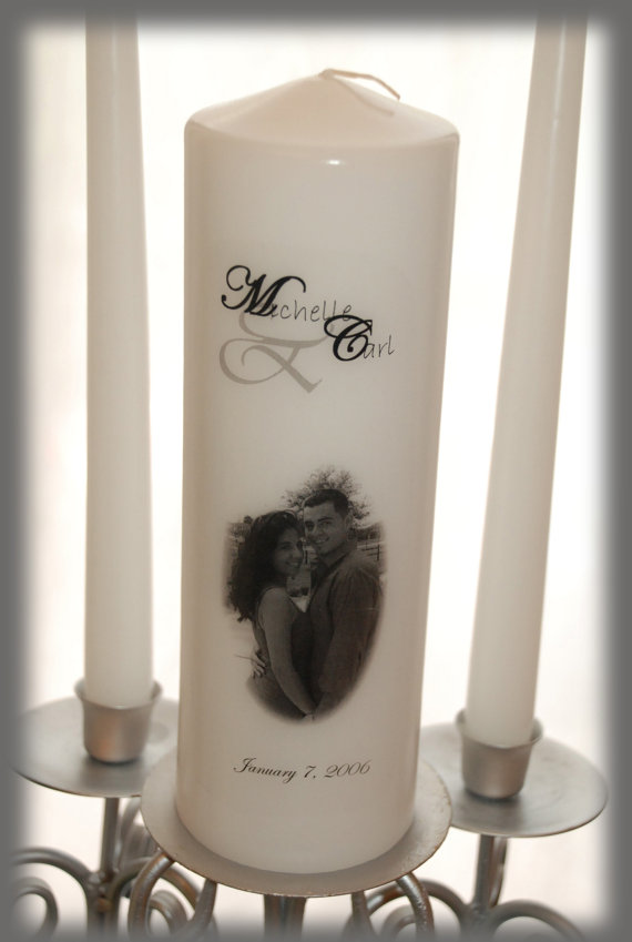 Свадьба - Personalized Unity Candle With Your Picture, wedding candles, weddings, wedding decorations
