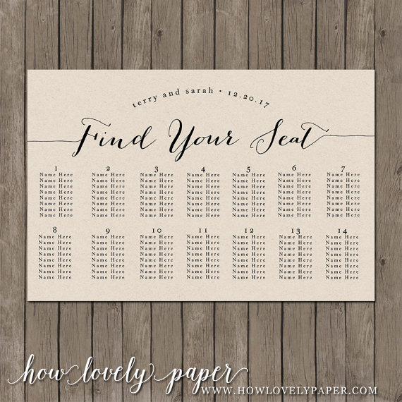Hochzeit - Printable Seating Chart - the Bailey Collection