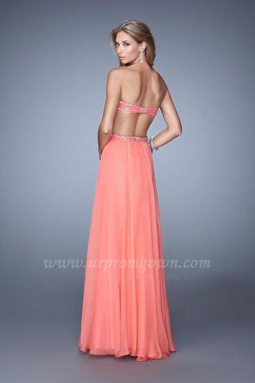 Hochzeit - 2015 La Femme 20822 Hot Coral Single Straps Back Prom Dresses