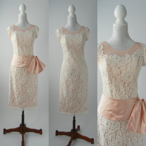 Hochzeit - Vintage Style Dress, 1950 Style Dress, Vintage Reproduction Dress, 1950s White Lace Dress, 50s Cocktail Dress, 1950 Wiggle Dress, 50 Wedding