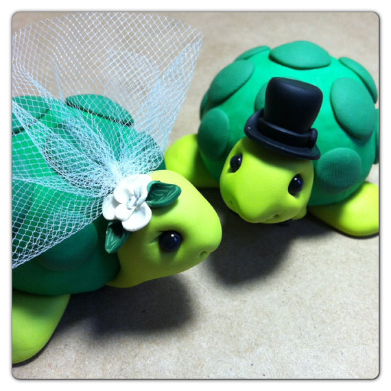 Wedding - Custom Turtle Wedding Cake Topper Handmade