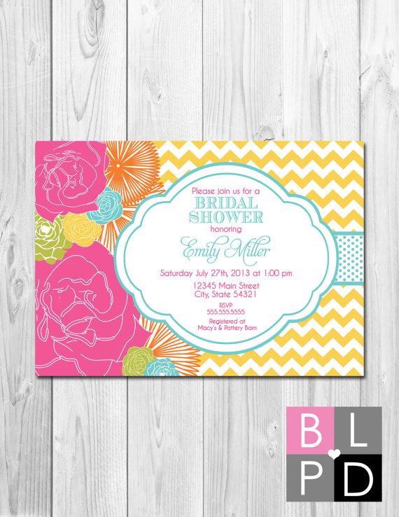زفاف - Bridal Shower, Birthday Party, Bachelorette Party, Engagement Party Invitation - Big Bright Multi Color Blooms - DIY - Printable