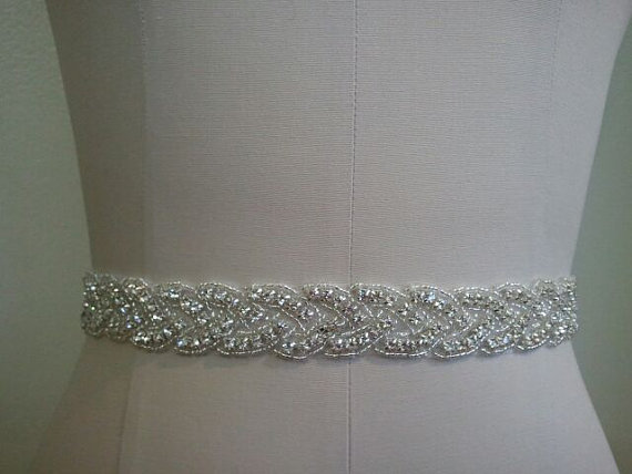 Wedding - SAMPLE SALE - Wedding Belt, Bridal Belt, Sash Belt, Crystal Rhinestone Sash - Style B70022