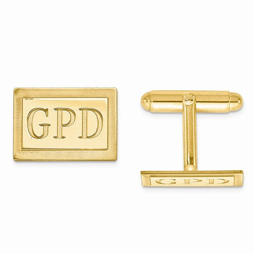 Mariage - 14K Gold or Sterling Silver Rectangle Cufflinks Custom Made Personalized Monogram Groomsmen Best Man Father of Bride Anniversary Gift XNA615