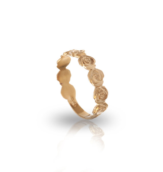زفاف - Gold Flowers Ring  - 18K Gold Plated Flower Band Ring -  Daisies Tiara Ring - Wedding Jewelry