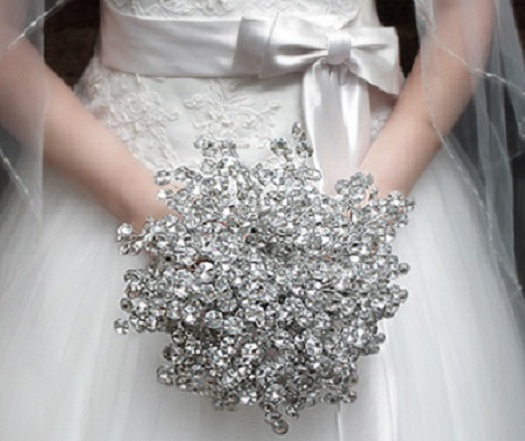 Свадьба - Bridal Bouquet - The Mirrored Bridal Bouquet -Wedding Bouquet - Fabulous Brooch Bouquet Alternative With Grooms Boutonniere