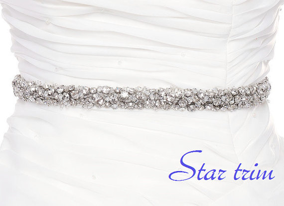 Hochzeit - SALE COCO SWARVOSKI Crystal wedding bridal beaded sash , belt