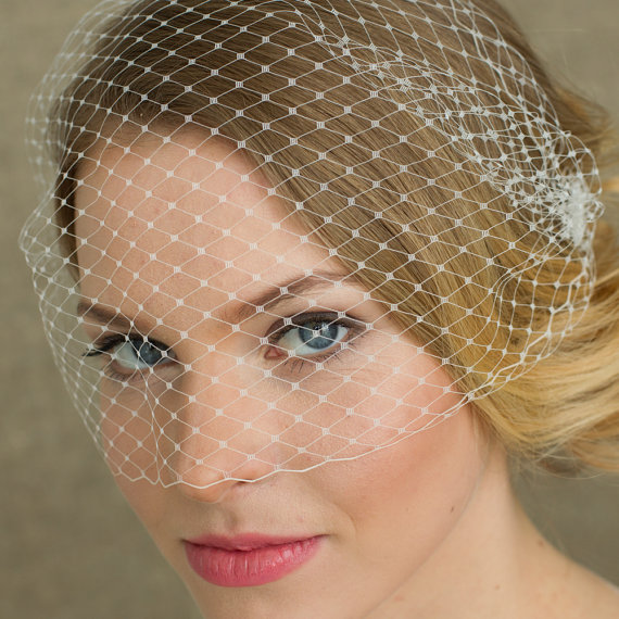 Hochzeit - Wedding Birdcage Veil, 9 inch Bridal bandeau veil, Bridal Birdcage Veil, Wedding Veil, Blusher Veil, Bird cage Veil, Bridal hair accessories