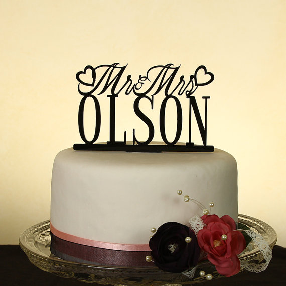 Wedding - Mr. and Mrs. personalized "in your name" wedding cake topper by Distinctly Inspired (style B-1)