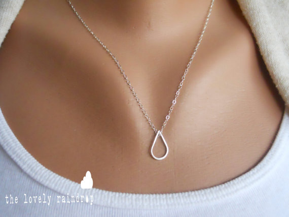 Hochzeit - Sterling Silver Raindrop/Teardrop Necklace - Sterling Silve - Gift For - Wedding Jewelry - Gift - The Lovely Raindrop