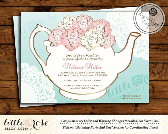 Wedding - Bridal Tea Party Invitation - Bridal Shower Invite - Baby Shower Tea Party - High Tea - Afternoon Tea - Birthday Tea Party - Printable