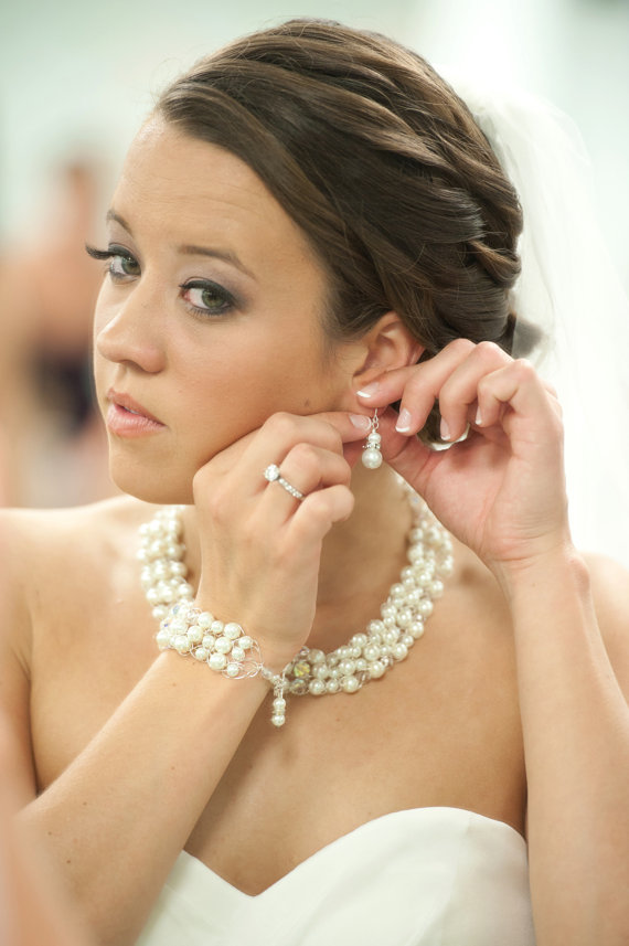 زفاف - Pearl Bridal Jewelry Set